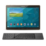 Hjemix | B033 Oppladbar 3-foldbar sammenleggbar 64-tasters Bluetooth trådløst tastatur med berøringsplate (Sølv)