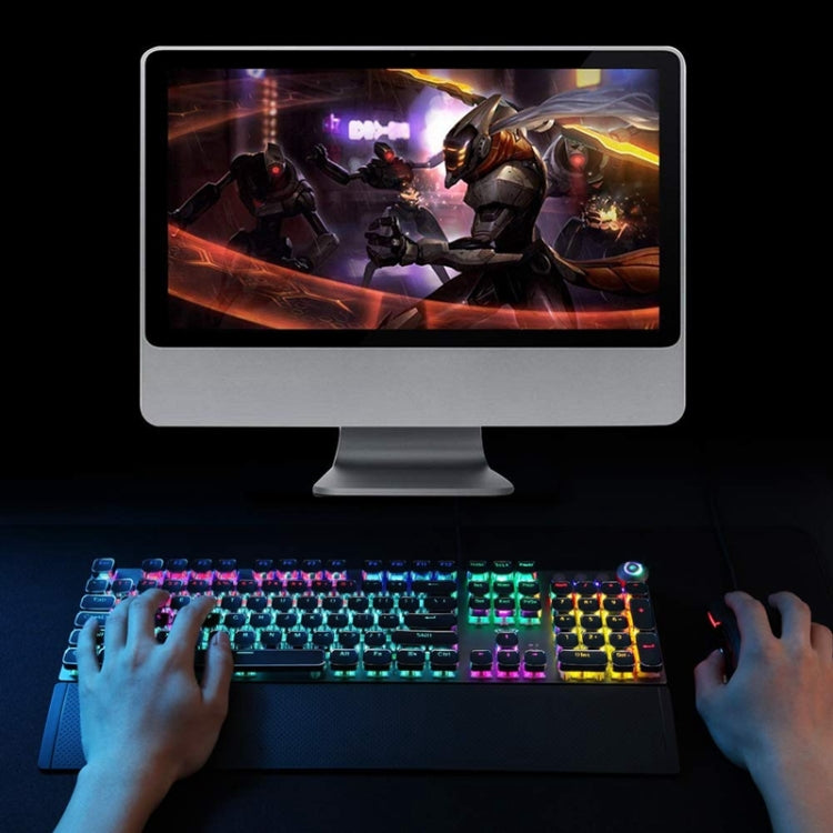 Hjemix | AULA F2088 108 Taster Blandet Lysbelegg Punk Mekanisk Brun Bryter Kablet USB Gaming Tastatur med Metalltast (Sølv)