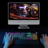 Hjemix | AULA F2088 108 Taster Blandet Lysbelegg Punk Mekanisk Brun Bryter Kablet USB Gaming Tastatur med Metalltast (Sølv)