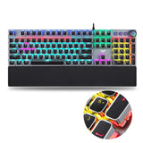 Hjemix | AULA F2088 108 Taster Blandet Lysbelegg Punk Mekanisk Brun Bryter Kablet USB Gaming Tastatur med Metalltast (Sølv)