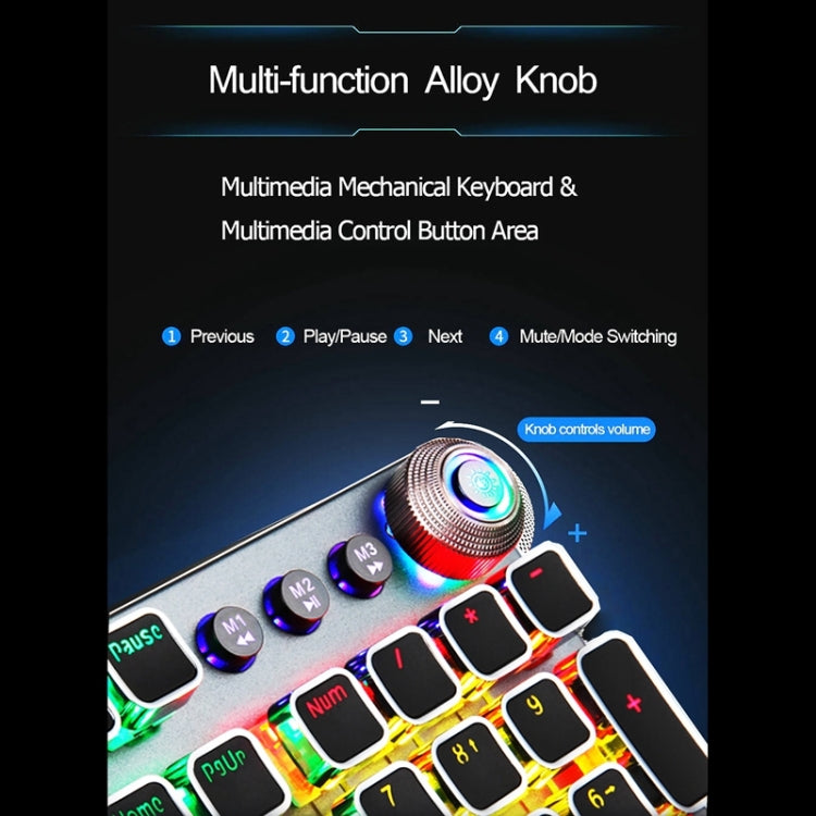 Hjemix | AULA F2088 108 Taster Blandet Lysbelegg Punk Mekanisk Brun Bryter Kablet USB Gaming Tastatur med Metalltast (Sølv)