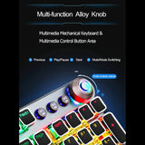 Hjemix | AULA F2088 108 Taster Blandet Lysbelegg Punk Mekanisk Brun Bryter Kablet USB Gaming Tastatur med Metalltast (Sølv)