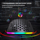 Hjemix | HXSJ T66 7 Knapper Fargerik Belysning Programmerbar Gaming Trådløs Mus (Hvit)