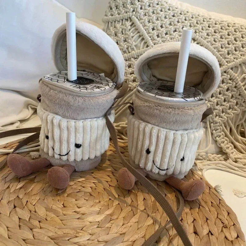 Hjemix | Søt glad kaffekoppholder plysjveske