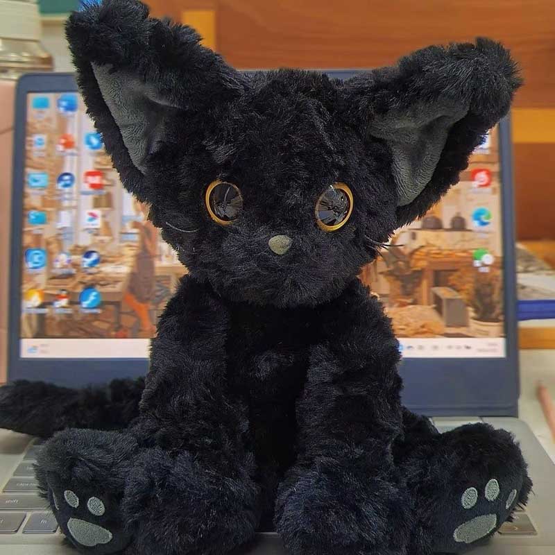Hjemix | Kawaii svart katt kosedyr stuffed animal