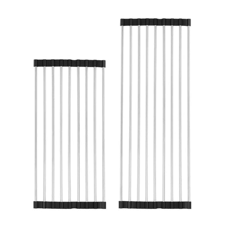 Hjemix | Dreneringsstativ for kjøkkenet laget av rustfritt stål – SinkRack – sammenleggbart – for panner og andre retter – dreneringsbrett