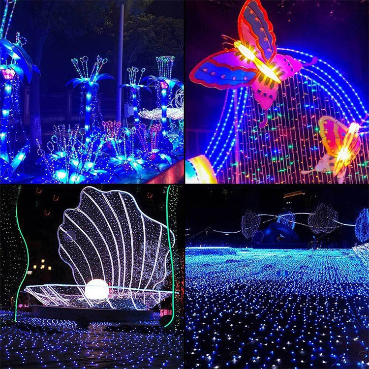 Hjemix | 200 LEDs Utendørs Vanntett Julefestival Dekorasjon Sollamper Lyslenker, Lengde: 22m (Blå)