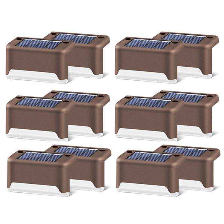 Hjemix | 12 PCS Solenergidrevet LED Utendørs Trinnlys IP65 Vanntett Hagelampe, Varm Hvit Lys (Brun)