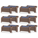 Hjemix | 12 PCS Solenergidrevet LED Utendørs Trinnlys IP65 Vanntett Hagelampe, Varm Hvit Lys (Brun)