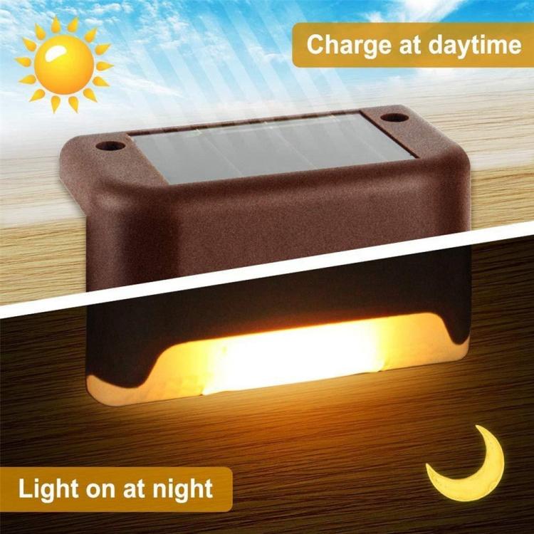 Hjemix | 12 PCS Solenergidrevet LED Utendørs Trinnlys IP65 Vanntett Hagelampe, Varm Hvit Lys (Brun)