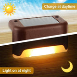 Hjemix | 12 PCS Solenergidrevet LED Utendørs Trinnlys IP65 Vanntett Hagelampe, Varm Hvit Lys (Brun)