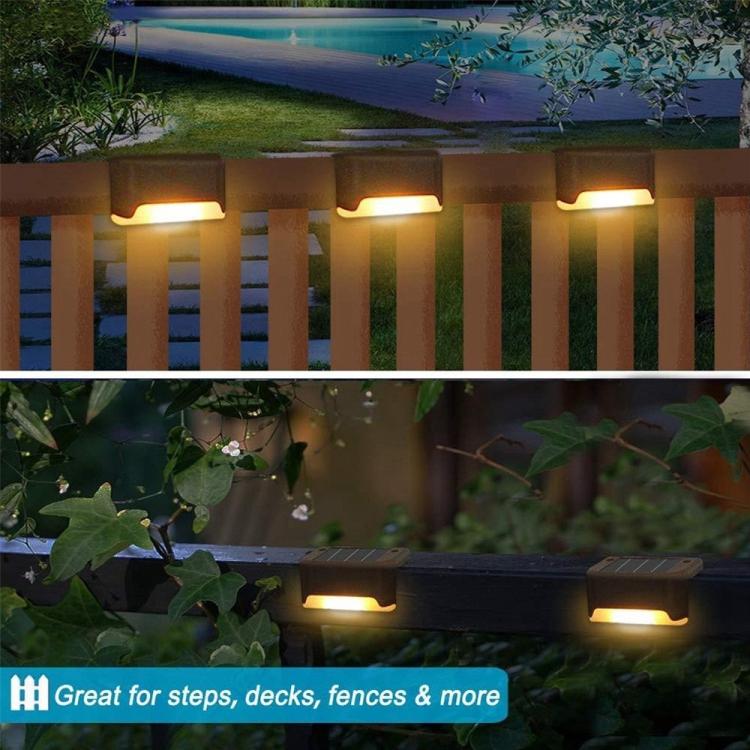Hjemix | 12 PCS Solenergidrevet LED Utendørs Trinnlys IP65 Vanntett Hagelampe, Varm Hvit Lys (Brun)