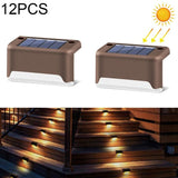 Hjemix | 12 PCS Solenergidrevet LED Utendørs Trinnlys IP65 Vanntett Hagelampe, Varm Hvit Lys (Brun)