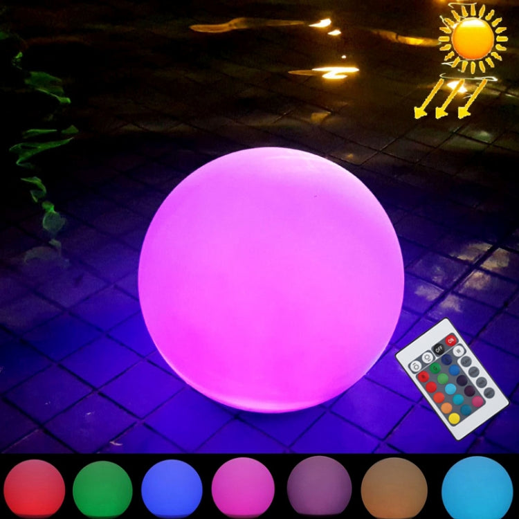 Hjemix | LEH-42321 40cm Rund Ball Solenergi Lampe, Flytende Hage Fargeforandrende LED Lys med 0.7W Monokrystallinsk Silisium Solcellepanel & Fjernkontroll (Hvit)