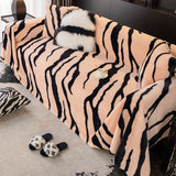 Hjemix | Zebra-print fluffy plush sofa protector stylish couch cover