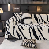 Hjemix | Zebra-print fluffy plush sofa protector stylish couch cover