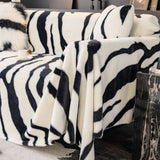 Hjemix | Zebra-print fluffy plush sofa protector stylish couch cover