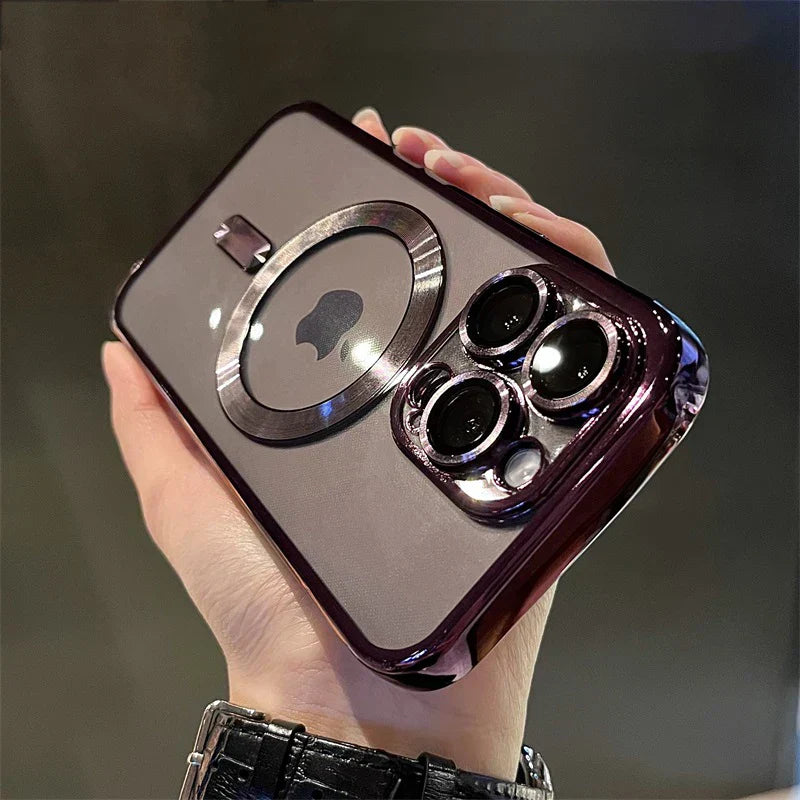 Hjemix | Plating Clear Soft Magnetic Case for iPhone