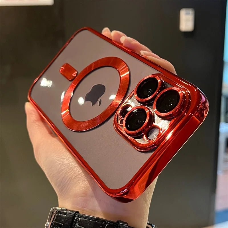 Hjemix | Plating Clear Soft Magnetic Case for iPhone
