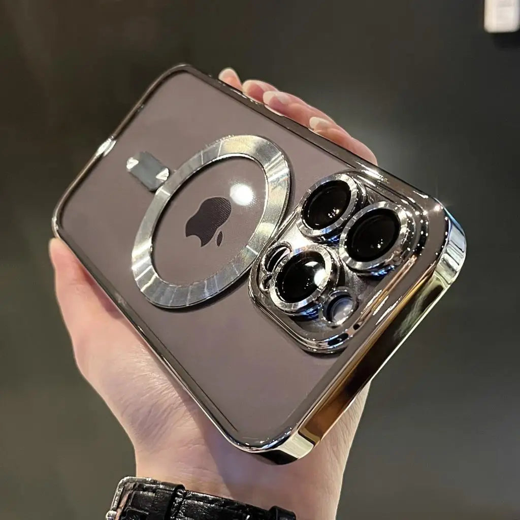 Hjemix | Plating Clear Soft Magnetic Case for iPhone