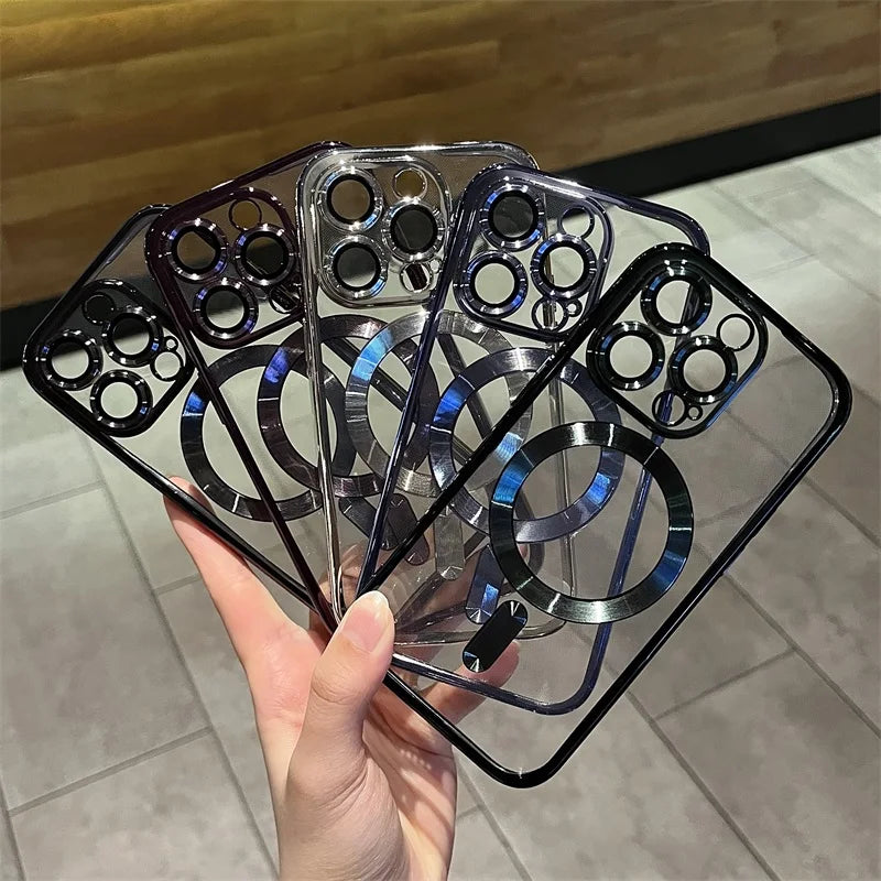 Hjemix | Plating Clear Soft Magnetic Case for iPhone