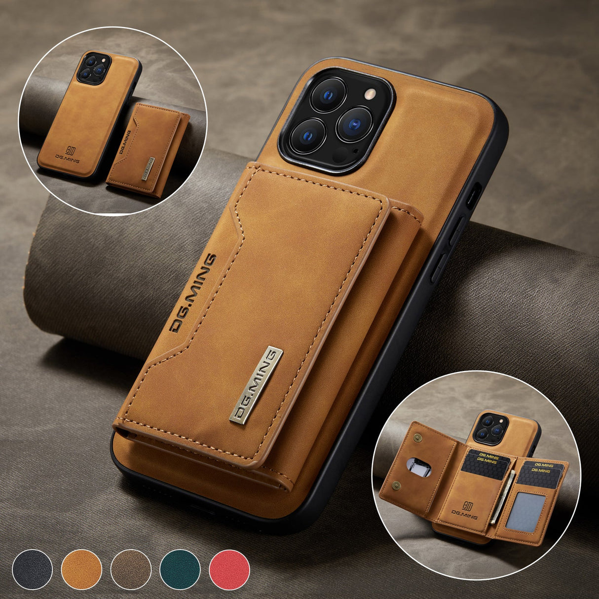Hjemix | 2 i 1 avtakbar skinnlommebokdeksel for iPhone