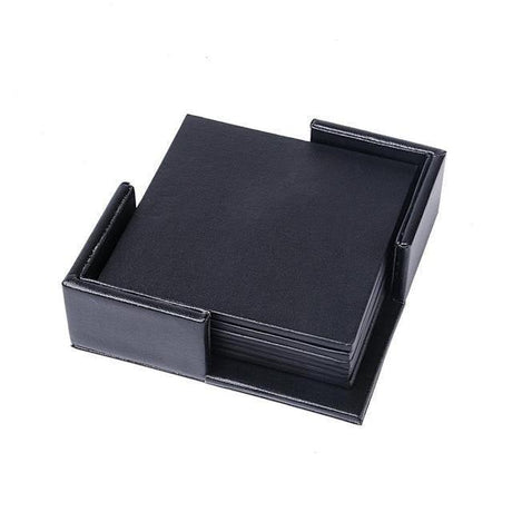 Hjemix | Kystlinje Vegansk Skinn Coaster Sett | Marmorutseende | Stilfull Beskyttelse for Overflater