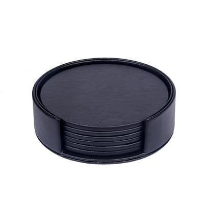 Hjemix | Kystlinje Vegansk Skinn Coaster Sett | Marmorutseende | Stilfull Beskyttelse for Overflater
