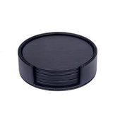 Hjemix | Kystlinje Vegansk Skinn Coaster Sett | Marmorutseende | Stilfull Beskyttelse for Overflater