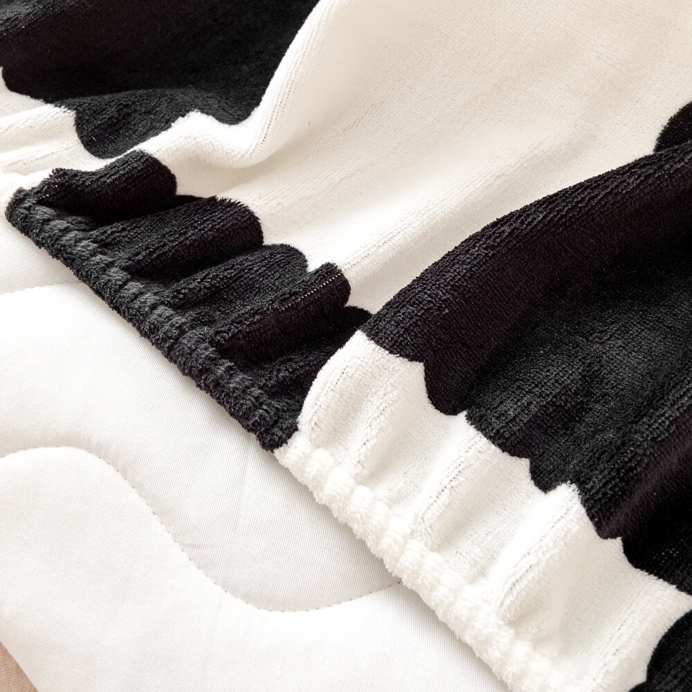 Hjemix | Melk Fløyel Rutet Sengetøy Fitted Ark Madrass Deksel