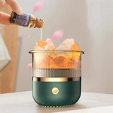 Hjemix | Himalaya salt crystal lamp & essential oil diffuser, USB ultrasonisk luftfukter for hjemme & kontor