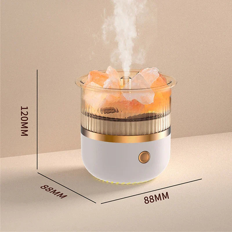 Hjemix | Himalaya salt crystal lamp & essential oil diffuser, USB ultrasonisk luftfukter for hjemme & kontor