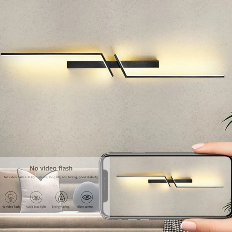 Hjemix | Kreativ LED vegglampe med stripedesign | Moderne design og dimbar lys i 3 farger