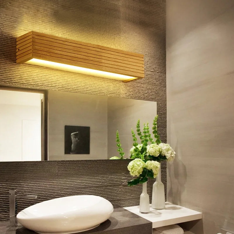 Hjemix | Moderne LED vegglampe i tre for bad og gang | Minimalistisk innendørs belysning med varmt hvitt