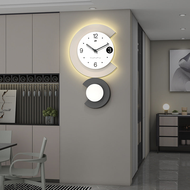 Hjemix | Moderne LED Lampe Stille Veggklokke for Stue