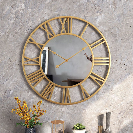 Hjemix | Metal Vintage Stor Veggur med Speil 39cm