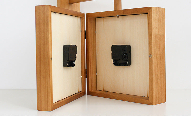 Hjemix | Vegg-hjørne-to-sidig Tre-analog-klokke