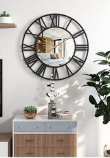 Hjemix | Metal Vintage Stor Veggur med Speil 39cm
