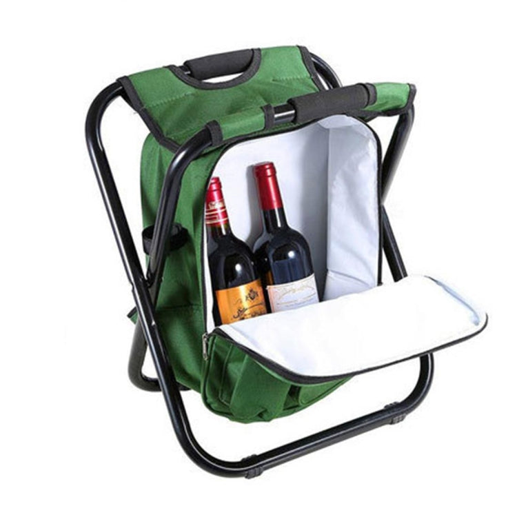 Hjemix | Utendørs bærbar sammenleggbar campingstol lett fiske strandstol rustfritt stål rør sammenleggbar stol med kjølet bag (Grønn)