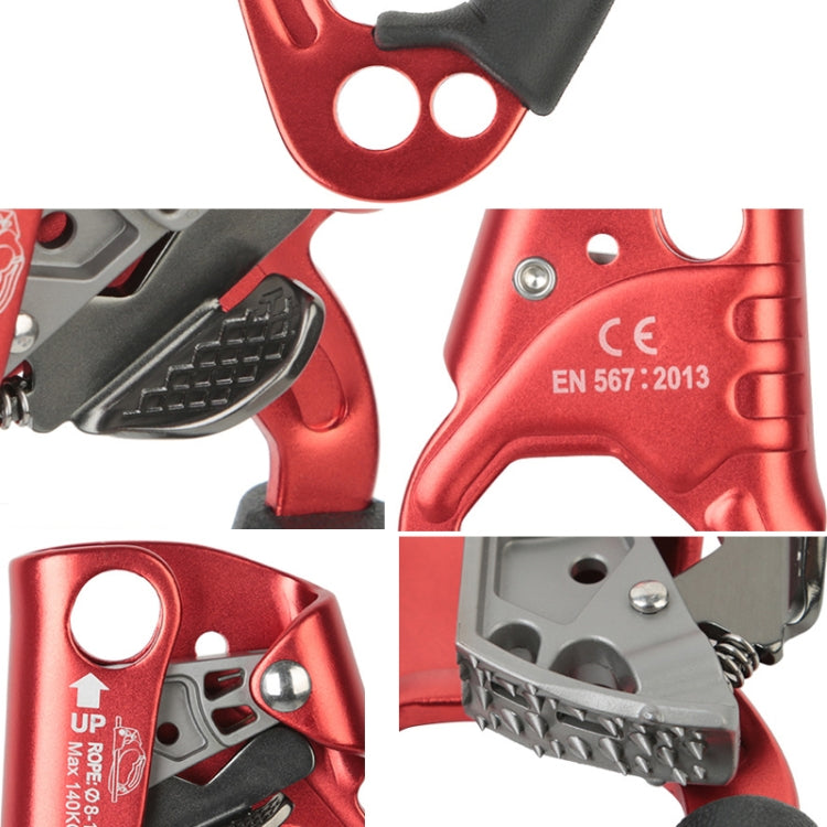 Hjemix | XINDA TP-8606 Utendørs klatreluftarbeid anti-fall håndholdt taugriper for 8-12mm diameter tau Høyre(Rød)