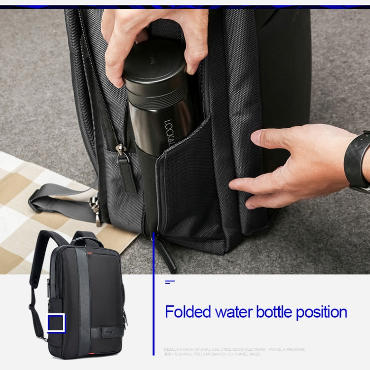 Hjemix | Bopai 751-006561 Stor kapasitet forretningsavslappet pustende laptop ryggsekk med ekstern USB-port, Størrelse: 29 x 16 x 44 cm (Svart)