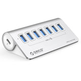 Hjemix | ORICO M3U7-G2 Aluminiumlegering 7-port USB 3.2 Gen2 10Gbps HUB med 0,5 m kabel (Sølv)