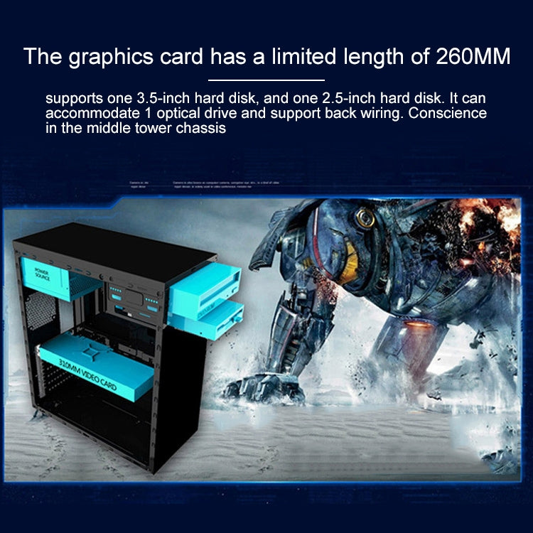 Hjemix | Xintianyi USB 2.0 Hovedkasse 398x195x461mm M-ATX / ATX / Mini-ITX PC Desktop-kasse (Hvit)