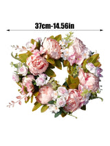 Hjemix | AutumnGlow Høstkrans - Kunstig Krans med Realistiske Pioner for Utendørs