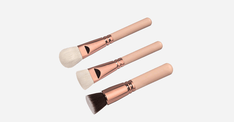 Hjemix | Princess Makeup Brush Set with 8 Pieces in Rose Gold and Beige Handles - Får deg til å se ut og føle deg som en prinsesse!