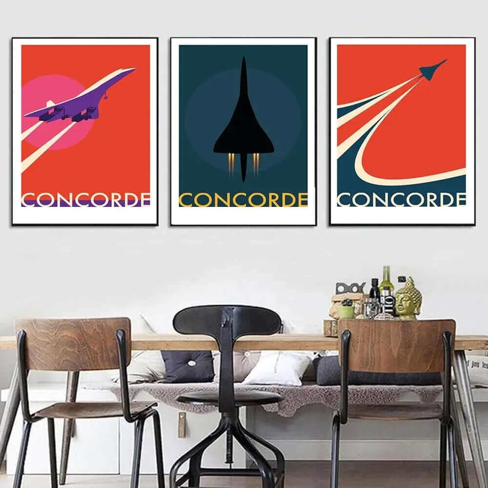 Hjemix | Retro Concorde Fly Plakat på Lerret