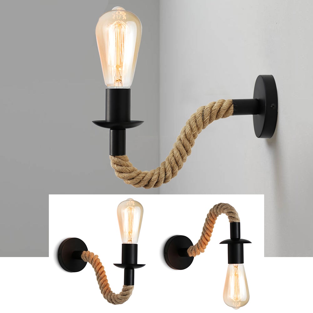 Hjemix | Retro Hamp Tau Industriloft Vegglampe