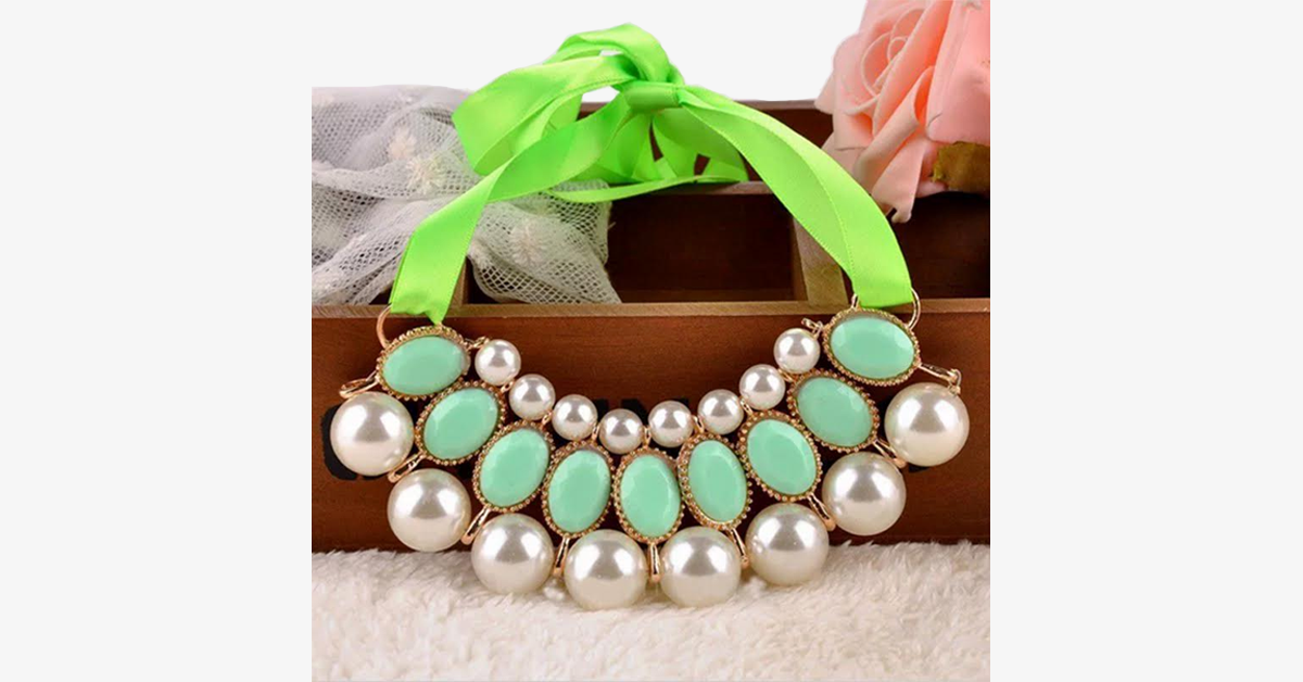 Hjemix | Bånd Perle Choker Statement Halskjede