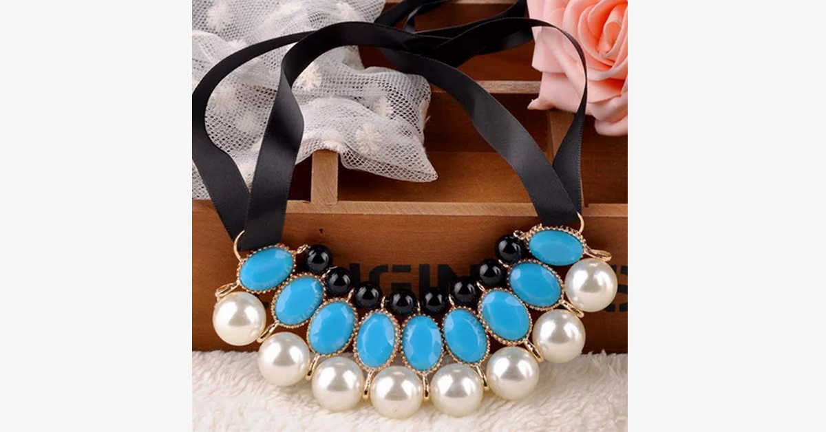 Hjemix | Bånd Perle Choker Statement Halskjede