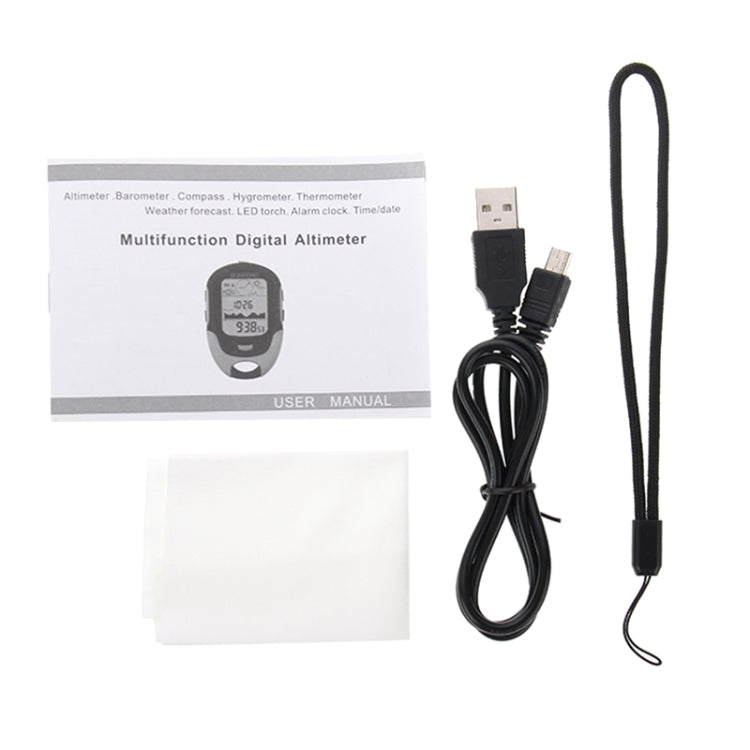 Hjemix | SUNROAD Multi-Funksjon LCD Digital Høyde med Kompass & Barometer & Termometer & Hygrometer & Værmelding & LED Lommelykt og Klokke